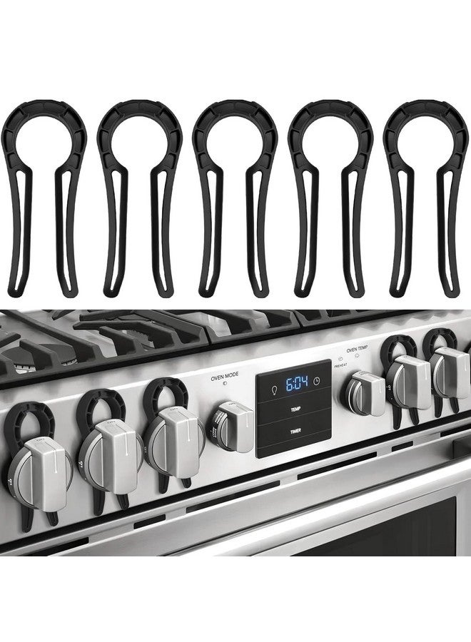 PRANITE Gas Stove Knob Locks, 5 Pack Stove Knob Locks for Child Safety, Heat-Resistant, Baby Proof Oven Knob Covers Lock for Kids and Pets (Black) - Image 1