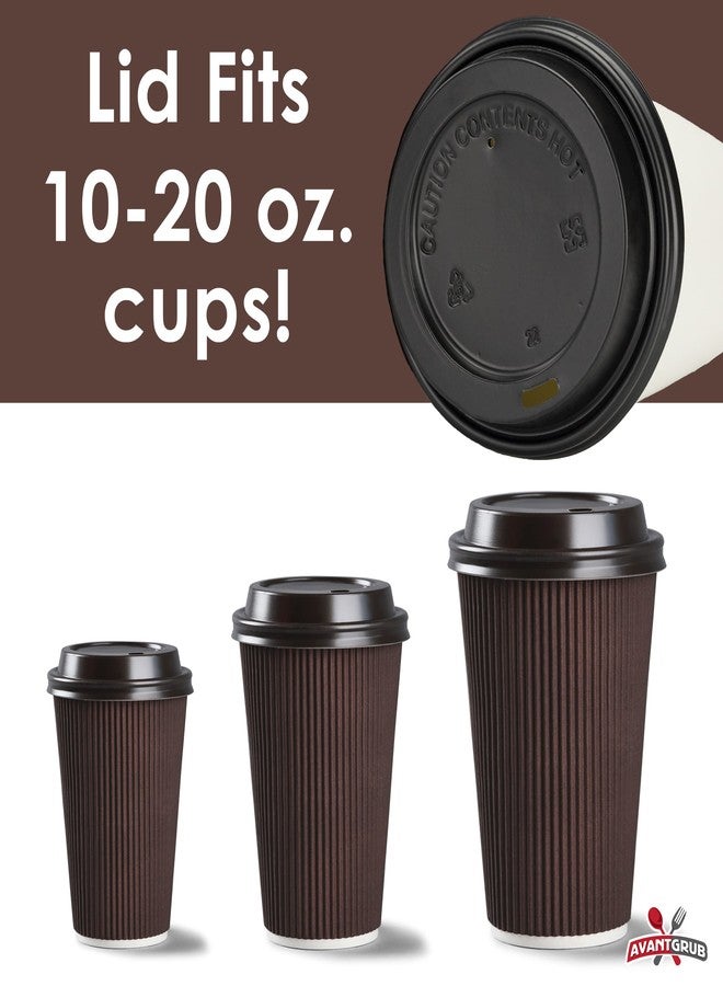 Avant Grub Anti-Spill, Recyclable Black Dome Lids, 100 Pk. Coffee Cup Lid for Portable Drinks. 3.45" Diameter, Fits 10, 12, 16, 20oz Disposable Paper Cups. Domed Plastic Covers for Takeout Tea, Espresso or Latte - Image 2