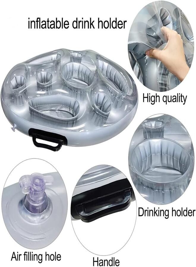 NOAKEEI Inflatable PVC Water Ice Bar, Portable Ice Tray, Party Floating Drink Rack, Porous Coaster Tray, Summer Pool Supplies - Image 5