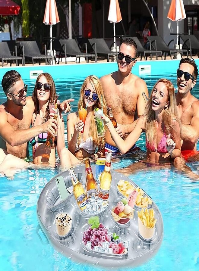 NOAKEEI Inflatable PVC Water Ice Bar, Portable Ice Tray, Party Floating Drink Rack, Porous Coaster Tray, Summer Pool Supplies - Image 2