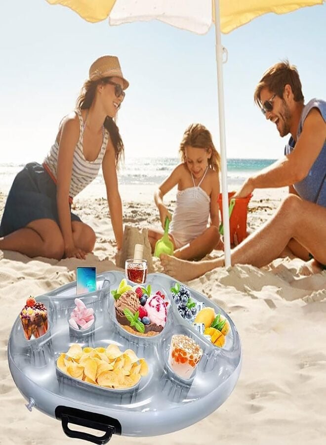 NOAKEEI Inflatable PVC Water Ice Bar, Portable Ice Tray, Party Floating Drink Rack, Porous Coaster Tray, Summer Pool Supplies - Image 3