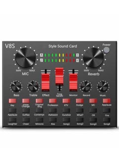 معرض الأعياد V8S Live Sound Card Bluetooth Sound Mixer Board 3.5mm Audio Interface Live Sound Card مع 16 تأثيرات صوتية 6 طرق توصيل مزدوجة DSP شريحة تقليل الضوضاء للبث المباشر وتسجيل الألعاب PC  - Image 3