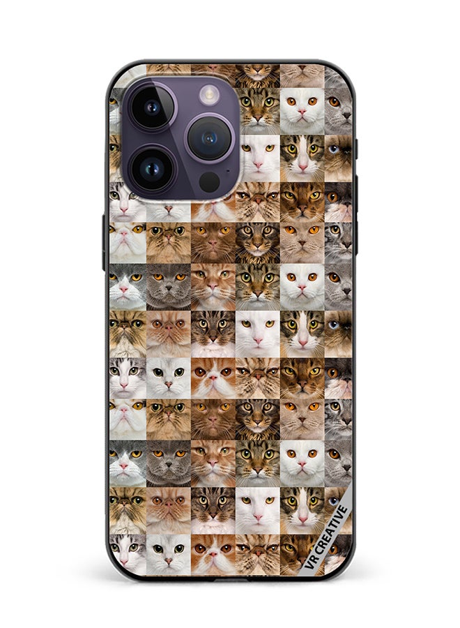 VR CREATIVE Protective Case Cover For Apple iPhone 15 Pro Cat Faces Design Multicolour - Image 1