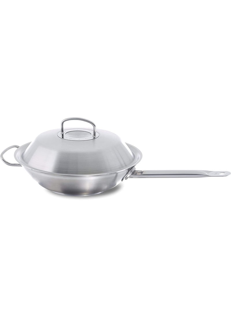 Fissler Fissler originalprofi collection Stainless Steel WokPan 12in 44 Quart AsiaFrypan with MetalLid Induction silver 084833300000  - Image 1
