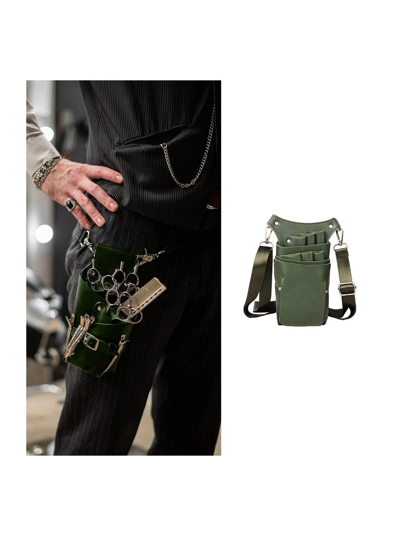 SYOSI Scissors Pouch PU Leather Salon Barber Hairdressing Scissors Holster Hair Stylist Tools Bag Comb Shear Holster Waist Shoulder Belt for Stylist Tool Belt Hairdressers - Image 2