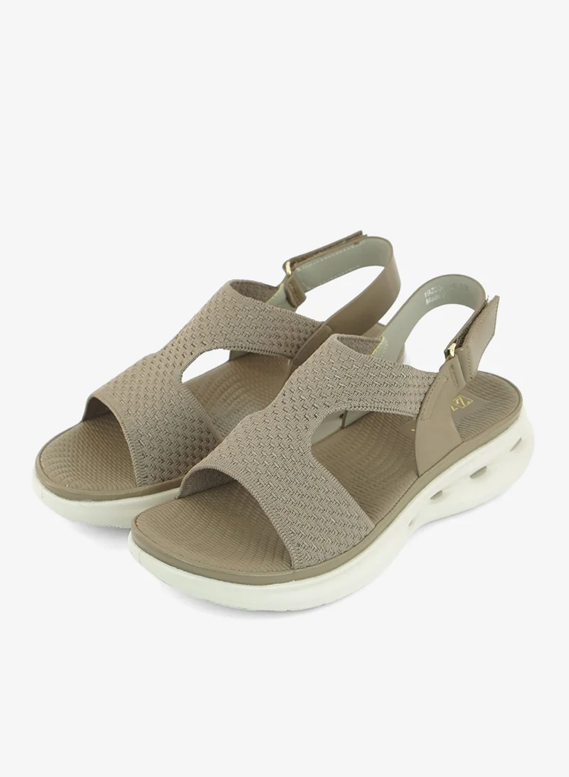 Zayna Khaki 221-349 Zayna Ladies Casual Backstrap Sandals 19Z332-1 Khaki for Women | Best Price UAE