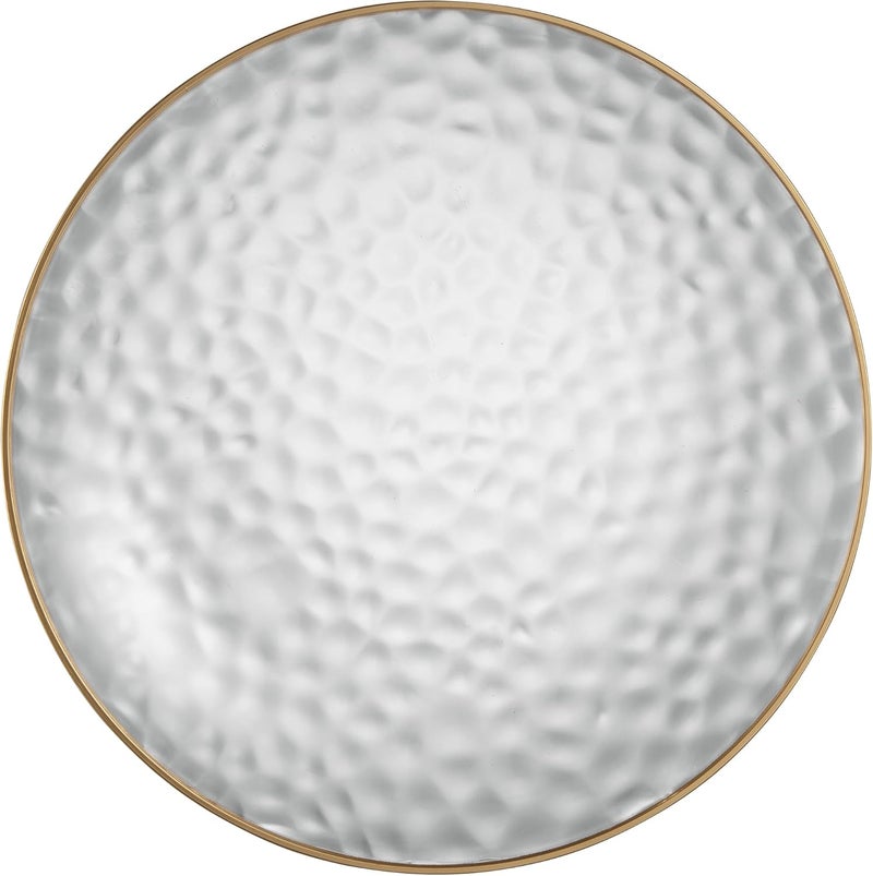 PLASTICPRO 30 Pack Hammered Plastic Plates Heavyweight Disposable Plastic Plates Elegant Clear Hammered Rim Platsic Party Dishes (Hammered Clear With Gold Rim, 10'' INCH PLATES) - Image 5
