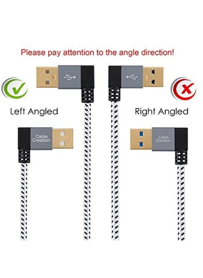 CableCreation - Short USB 3.0 Extension Cable, CableCreation 2-Pack Left Angle USB 3.0 Male to Female Extender Cord, 90 Degree USB 3.0 Adapter, Space Gray Aluminum - Image 1