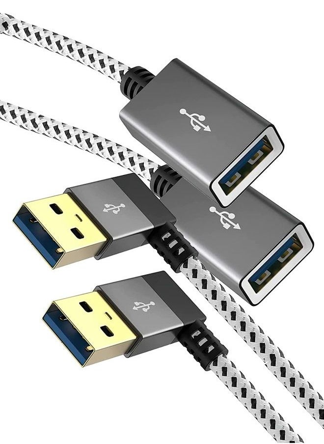 CableCreation - Short USB 3.0 Extension Cable, CableCreation 2-Pack Left Angle USB 3.0 Male to Female Extender Cord, 90 Degree USB 3.0 Adapter, Space Gray Aluminum - Image 1