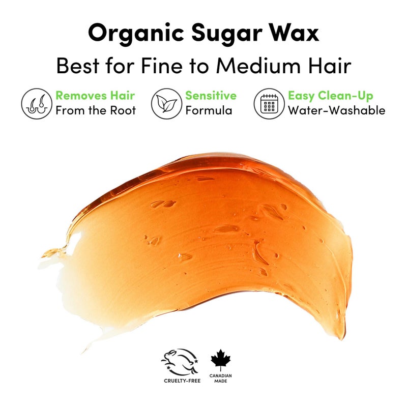 Parissa Organic Sugar Wax Kit for Legs & Body | USDA Certified, Vegan, Hypoallergenic, Microwavable & Water-Washable | Gentle & Beginner-Friendly | 30 Reusable Strips, 3 Spatulas, 240ml (8 Fl Oz) Wax - Image 4