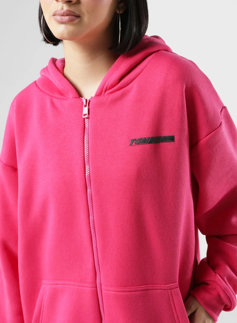 The Giving Movement Oversized Racer Printed Zip Hoodie
