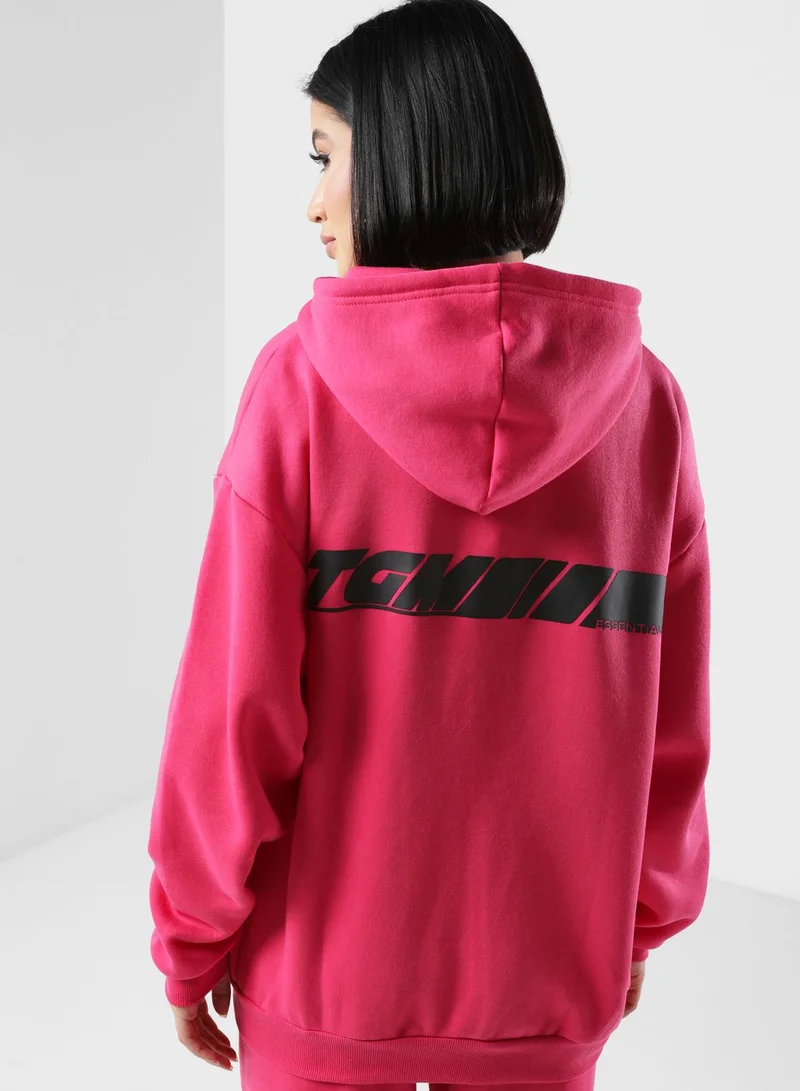 The Giving Movement Oversized Racer Printed Zip Hoodie