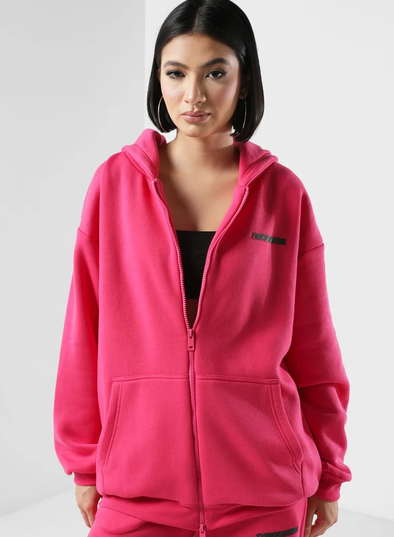 The Giving Movement Oversized Racer Printed Zip Hoodie