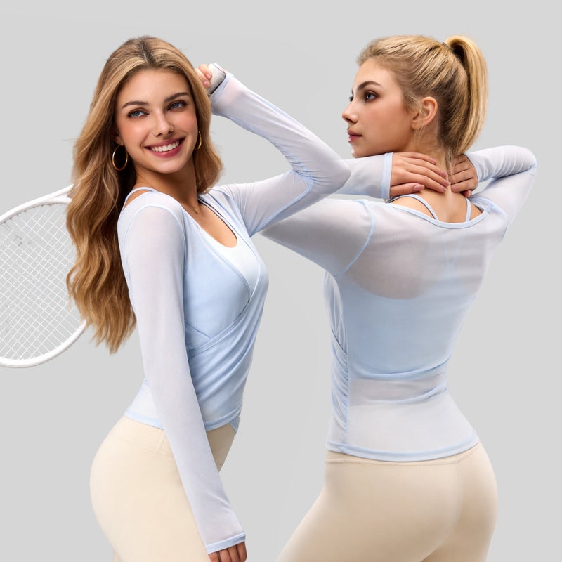 Women's Breathable Yoga Long Sleeve Top Detachable Sports Cover - Image 4