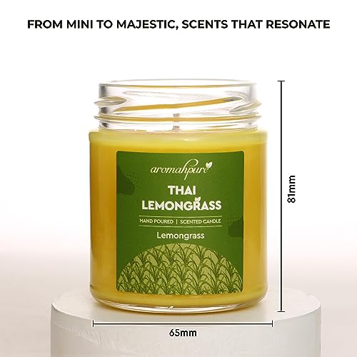 Aromahpure Scented Candle (45 hrs) (100% Soy Wax)- Handcrafted | Smoke-Free | Thai Lemongrass- Lemongrass Fragrance Candles for Home & Gift Sets - Image 2