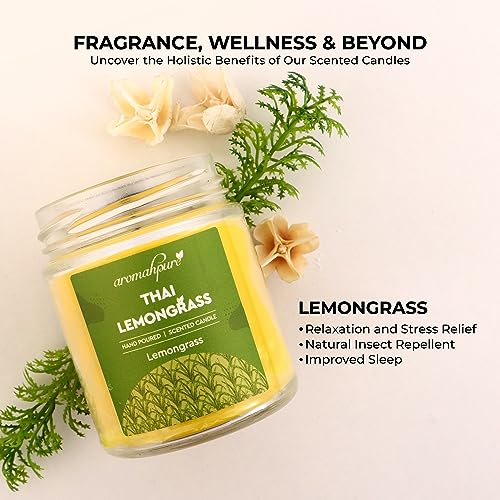 Aromahpure Scented Candle (45 hrs) (100% Soy Wax)- Handcrafted | Smoke-Free | Thai Lemongrass- Lemongrass Fragrance Candles for Home & Gift Sets - Image 4