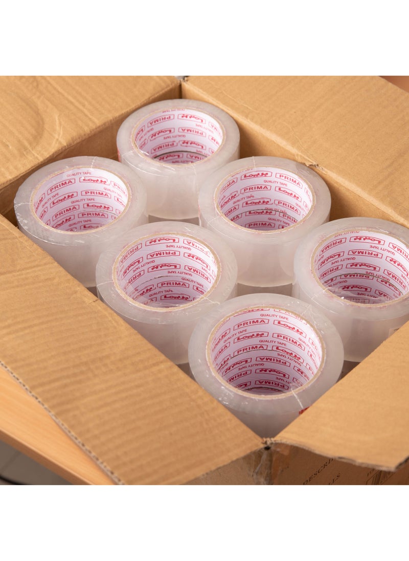 بريما شريط شفاف 2 بوصة × 36 قطعة، شريط لاصق رفيع جدًا بقوة شد عالية للتغليف والهدايا والأعمال اليدوية، عبوة كرتون 36 لفة اقتصادي للشحن والتغليف - Image 2