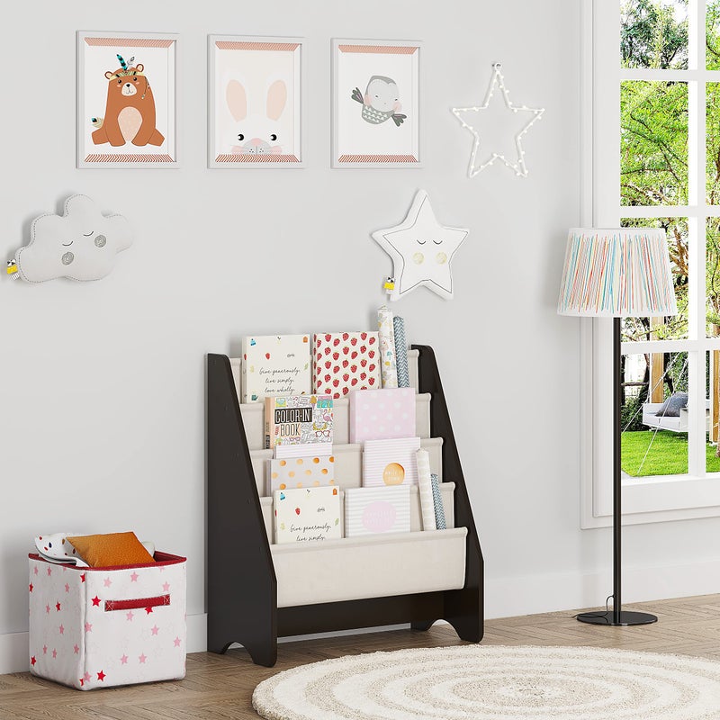 UTEX Kids Sling Bookshelf - Kids Magazine Rack with Organizer, Book Organizer (Espresso) - Image 5