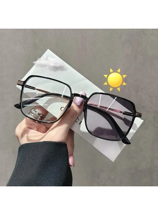 1 PC Women's Fashion Light-Adaptive Color-Changing Fashion Glasses, PC Frame with Transparent Lenses, -Use Retro Party & Everyday Decorative Glasses for Women, Glasses Fashion, Versatile Eyewear, Modern Aesthetic, Durable Eyewear (Includes eyeglass case),sunglasses - view 5
