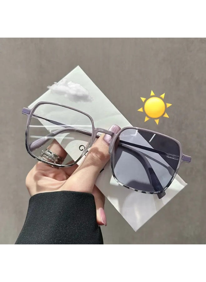 SCENT HOUSE 1 PC Women's Fashion Light-Adaptive Color-Changing Fashion Glasses, PC Frame with Transparent Lenses, -Use Retro Party & Everyday Decorative Glasses for Women, Glasses Fashion, Versatile Eyewear, Modern Aesthetic, Durable Eyewear (Includes eyeglass case),sunglasses - Image 3