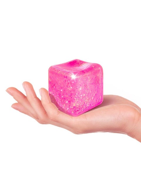 Slow Rise Glitter Squishy Cube - Stress Cube for Adults, Nice Square Cube Fidget Ice Cube Squishy ADHD Fidget Toys for Autism/ADD(Pink)