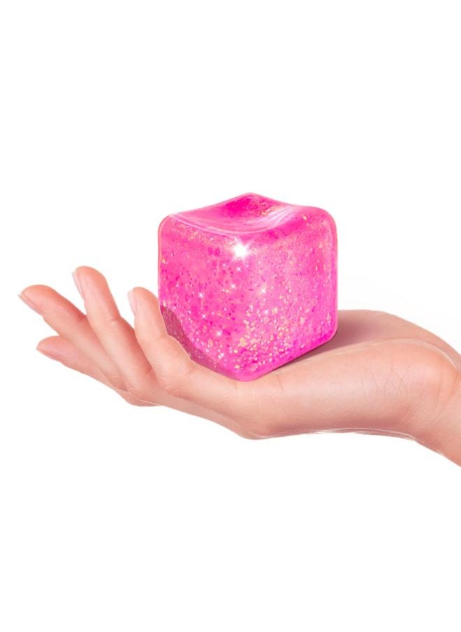 Slow Rise Glitter Squishy Cube - Stress Cube for Adults, Nice Square Cube Fidget Ice Cube Squishy ADHD Fidget Toys for Autism/ADD(Pink)