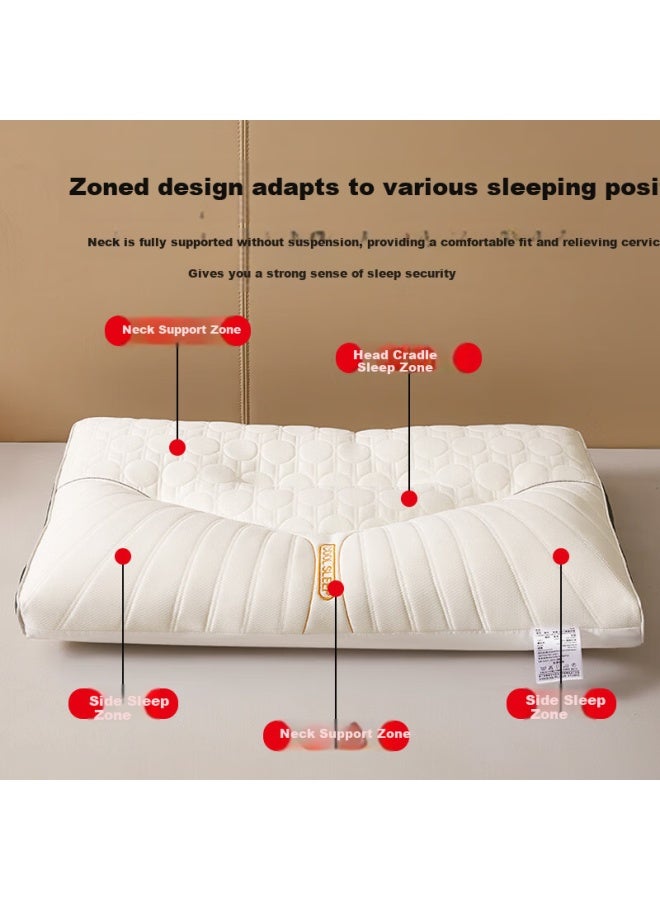 Hodo Embroidered Natural Latex Pillow Core Neck Support Pillow Adult Cervical Pillow Core 48*74cm Single Pack - Image 1