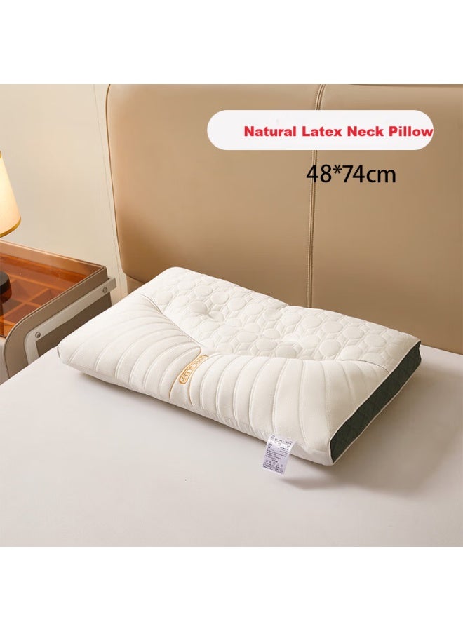 Hodo Embroidered Natural Latex Pillow Core Neck Support Pillow Adult Cervical Pillow Core 48*74cm Single Pack - Image 4