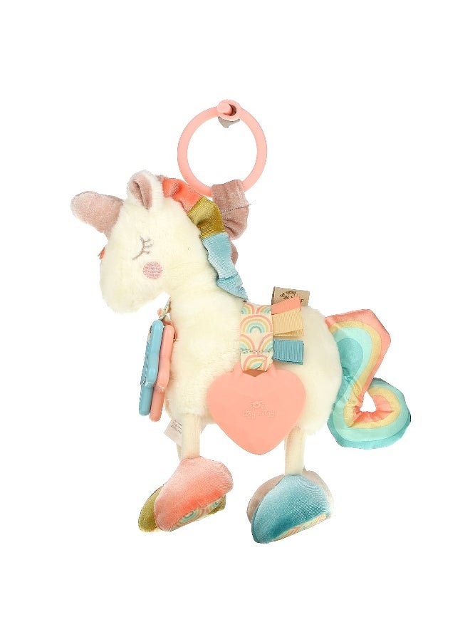 Itzy Ritzy - itzy ritzy, Link & Love, Activity Plush with Silicone Teether, 0+ Months, Unicorn, 1 Teether - Image 1