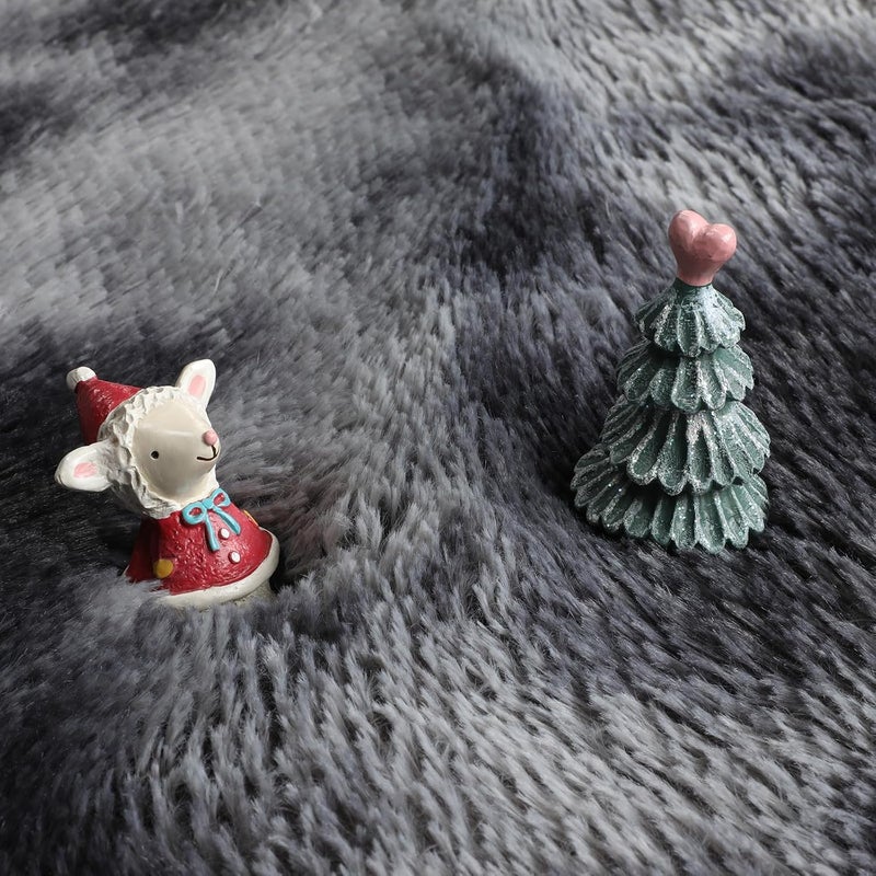 Amdrebio Round Living Room Rug 213 cm Soft Thick Large Shaggy Fluffy Plush Carpet for Men and Boys Modern Cool for Bedroom Kids Room Dyed Dark Grey - Image 2