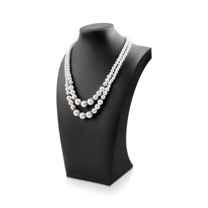 Homeanda Necklace Display Bust PU Leather Jewelry Bust Stand for Photography Boutique Display and Home OrganisationWhite98x57