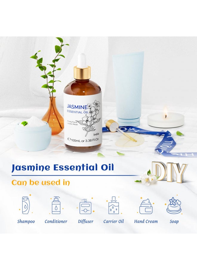 HIQILI - HIQILI Jasmine Essential Oil, Premium Quality Pure & Natural, for Diffuser, Sleeping, Massage, Skin Care, Perfume, Shampoo, Aromatherapy - 3.38 FL Oz - Image 1