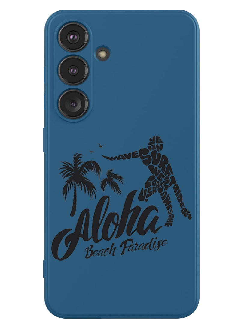 Theodor Protective Slim Fit Case Liquid Silicone Cover with Full Body Protection Anti-Scratch Shockproof Case For Samsung Galaxy S24 (Blue) - Aloha Beach Paradise Black - Image 1