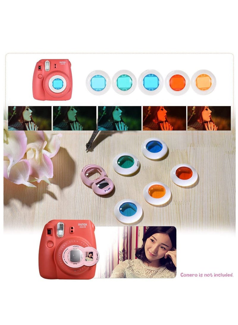 مجموعة ملحقات الكاميرا 14 في 1 من بلو فلاورز ، حقيبة الكاميرا ، ألبوم الصور ، حزم ملصقات الكاميرا ذات العدسة السيلفي متوافقة مع Fujifilm Instax Mini 8/8 + / 8s / 9 مع مرشح الكاميرا الملون - Image 4