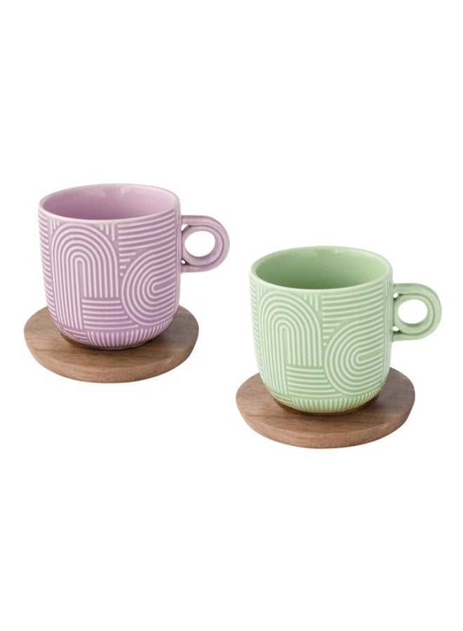 Easy Life 2-Piece Take a Loop Dishwasher Safe Cup and Saucer Set Lilac and Green 250ml - Image 1