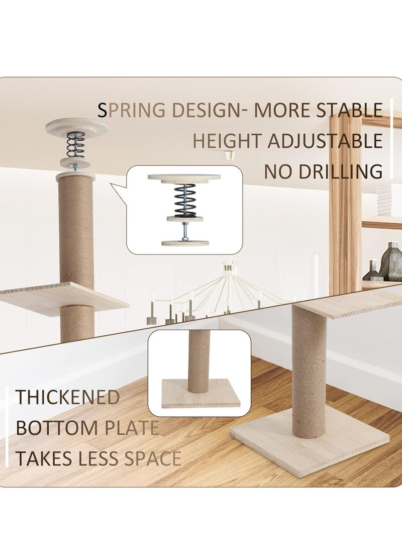 MissTiara Height adjustable Cat Scratching Activity Tree Jute Scratch Post for Large Cats, Kittens with Platform, Rubber Wood  - Image 4