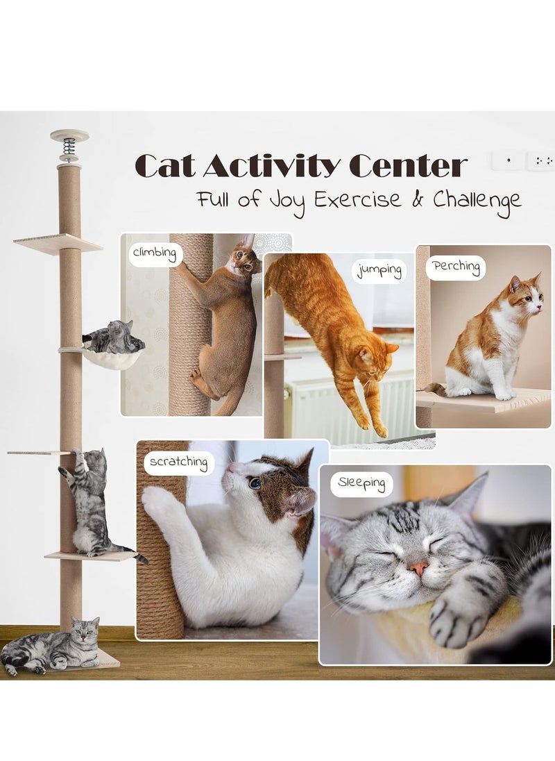MissTiara Height adjustable Cat Scratching Activity Tree Jute Scratch Post for Large Cats, Kittens with Platform, Rubber Wood  - Image 3
