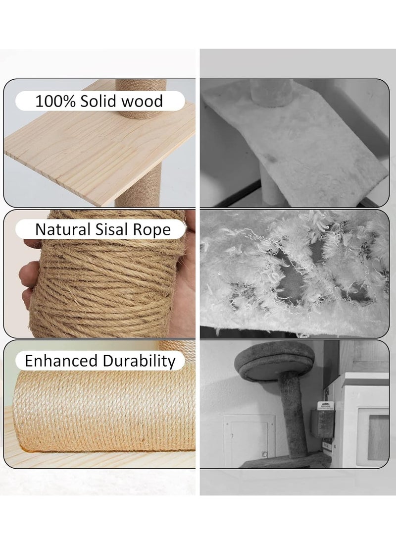 MissTiara Height adjustable Cat Scratching Activity Tree Jute Scratch Post for Large Cats, Kittens with Platform, Rubber Wood  - Image 2