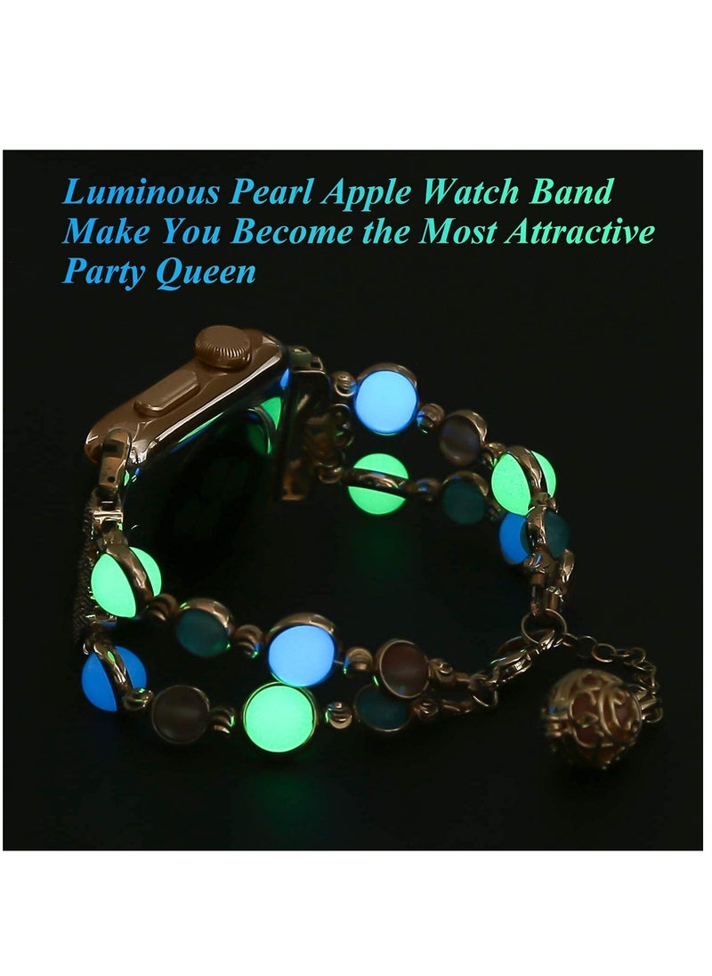 KASTWAVE - Apple Watch Band 38mm/40mm 42mm/44mm Series 6 5 4 3 2 1&SE, Adjustable Wristband Handmade Night Luminous Pearl for iWatch Bracelet. - Image 1