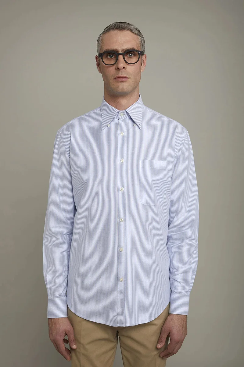 دوبل غانغر Men's classic shirt button down collar - White/Sky