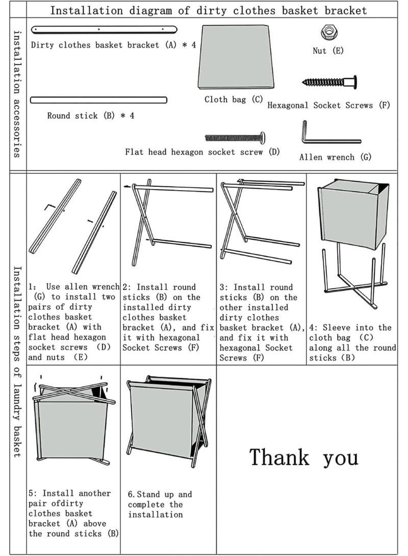 سلة غسيل من الخيزران، سلة ملابس قابلة للطي، دلو سلة الملابس، سلة تخزين، سلة ملابس متسخة مع حقيبة بطانة قابلة للإزالة، منظم غسيل الحمام (اللون البيج) - Image 5