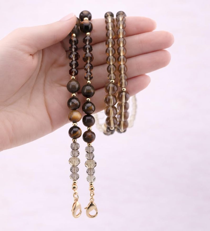 MyfavoriteK Natural Gemstones Glasses Holders Cute Eyeglasses Chain for Women Beaded Lanyard for Sunglasses Reading Glasses Chain (Tiger) - Image 5