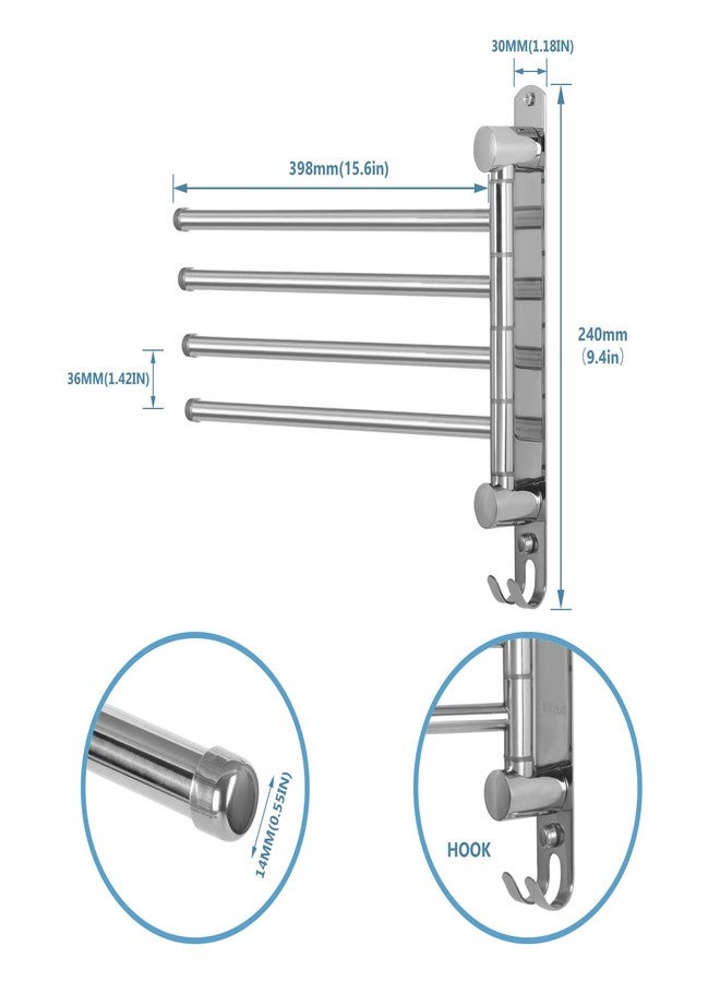 JSVER Bathroom Towel Rack JSVER Swivel 4 Arms Extended Towel Holder, SUS304 Stainless Steel Space Saving Towel Rack, Towel Racks for Bathroom, Kitchen - Image 2