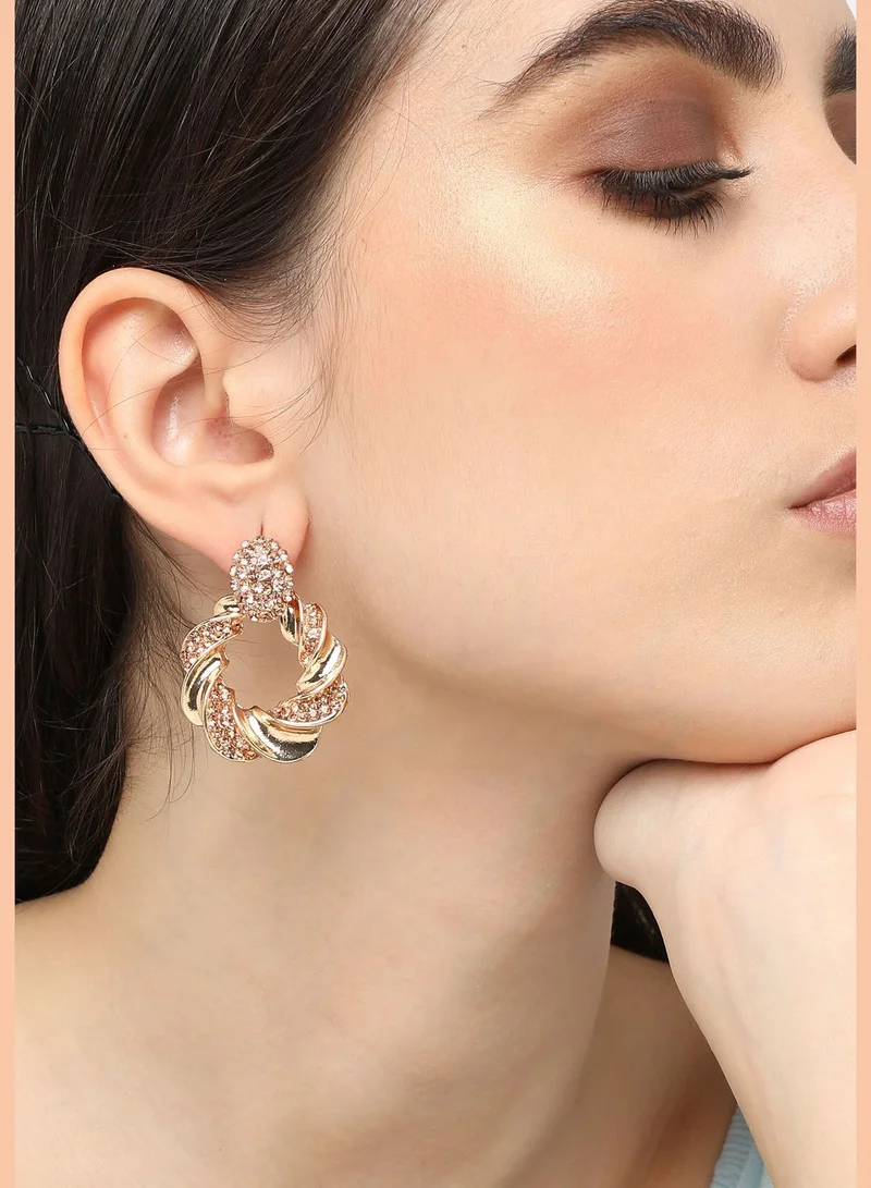 SOHI Gold Plated Designer Stone Party Drop Earring For Women