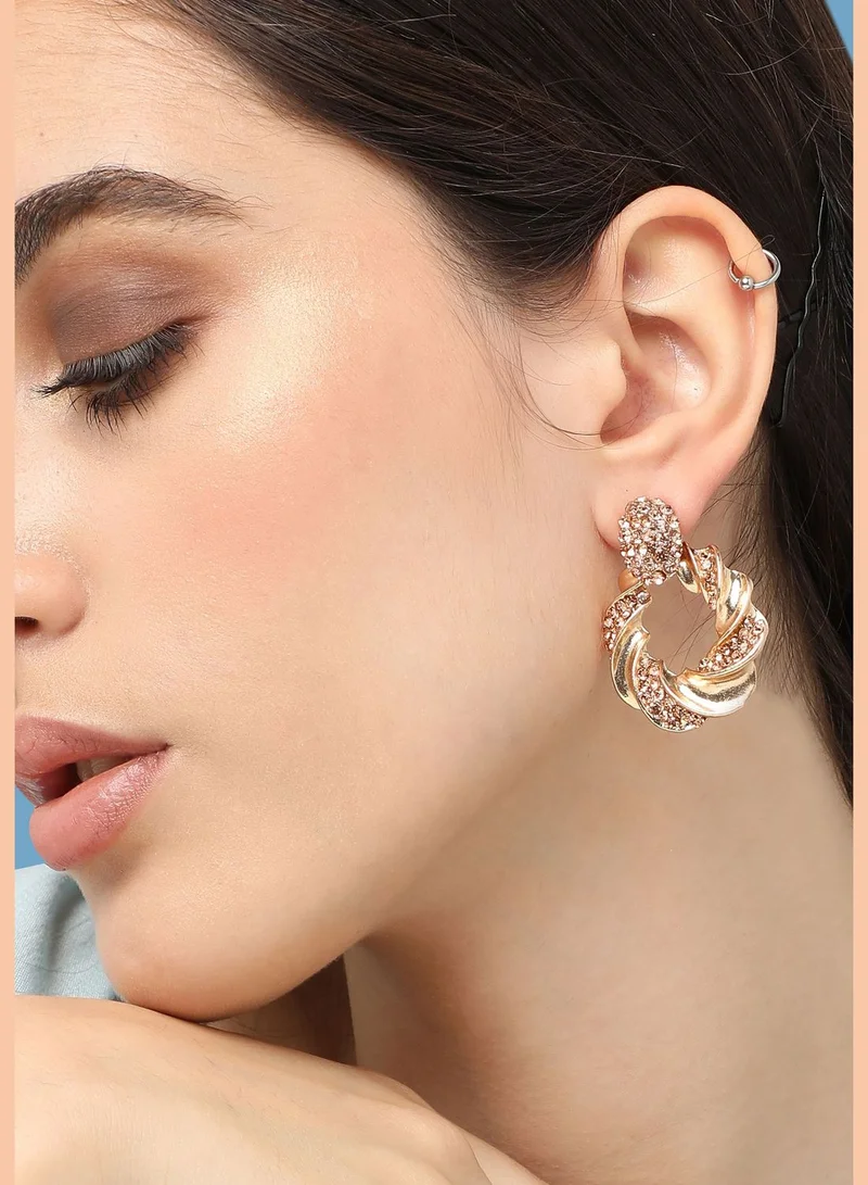 SOHI Gold Plated Designer Stone Party Drop Earring For Women