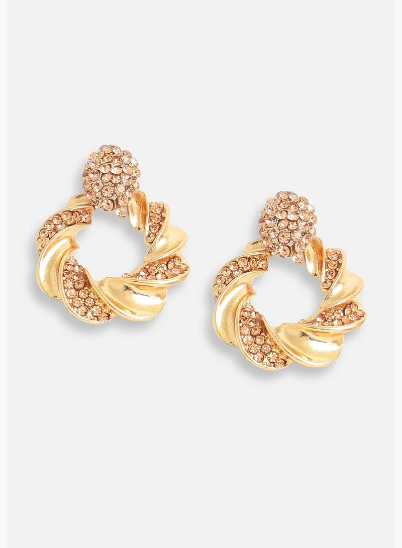 SOHI Gold Plated Designer Stone Party Drop Earring For Women