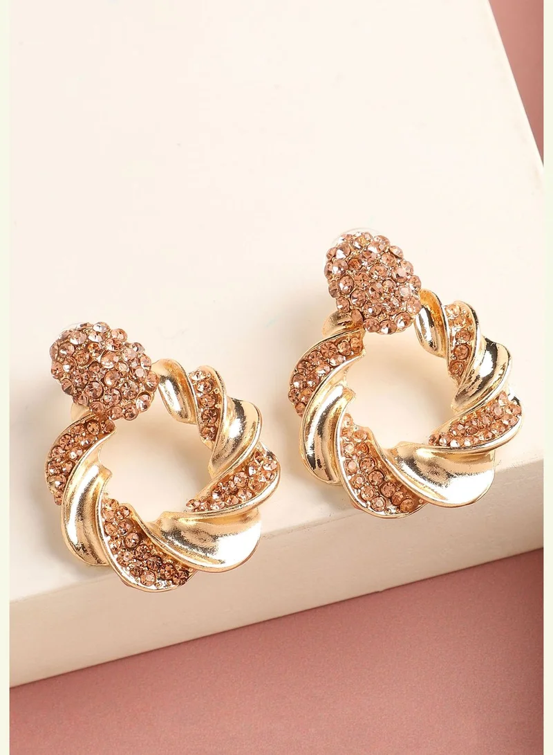 SOHI Gold Plated Designer Stone Party Drop Earring For Women