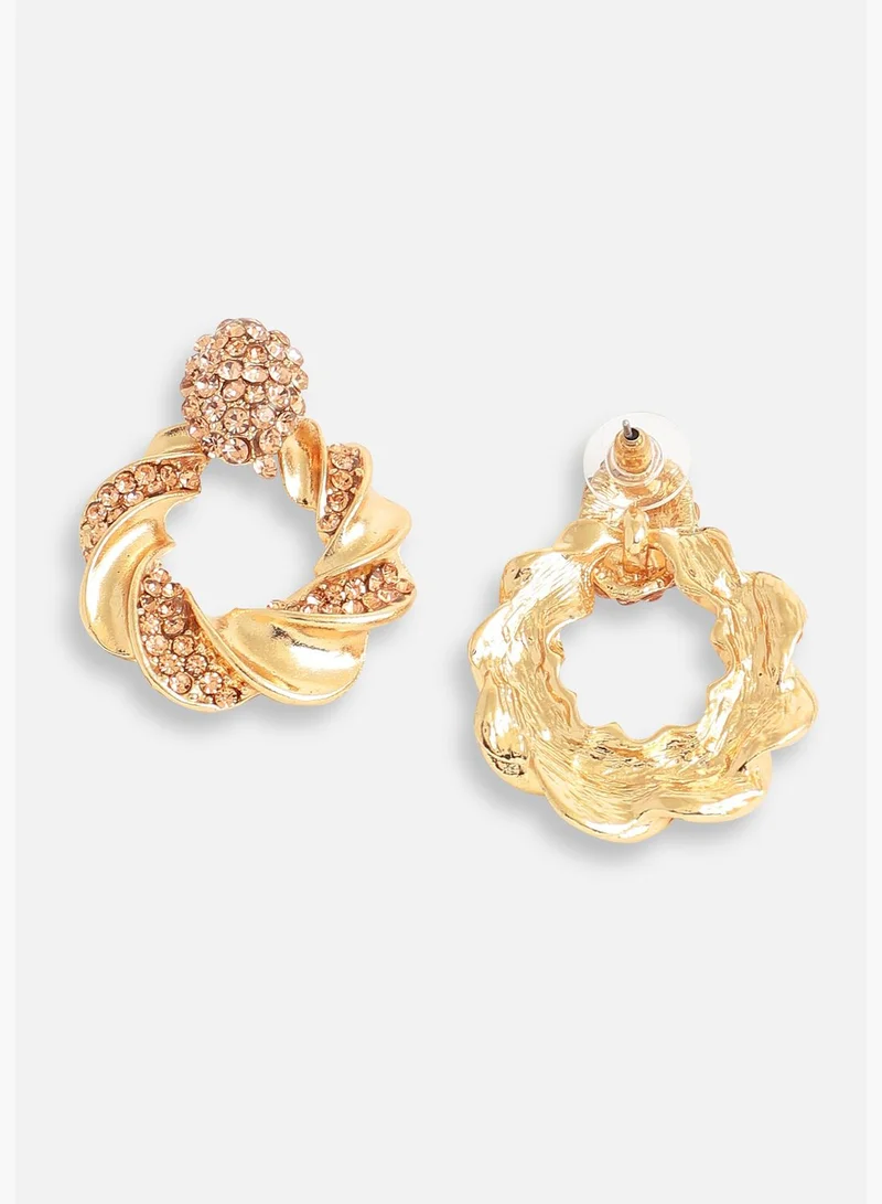 SOHI Gold Plated Designer Stone Party Drop Earring For Women