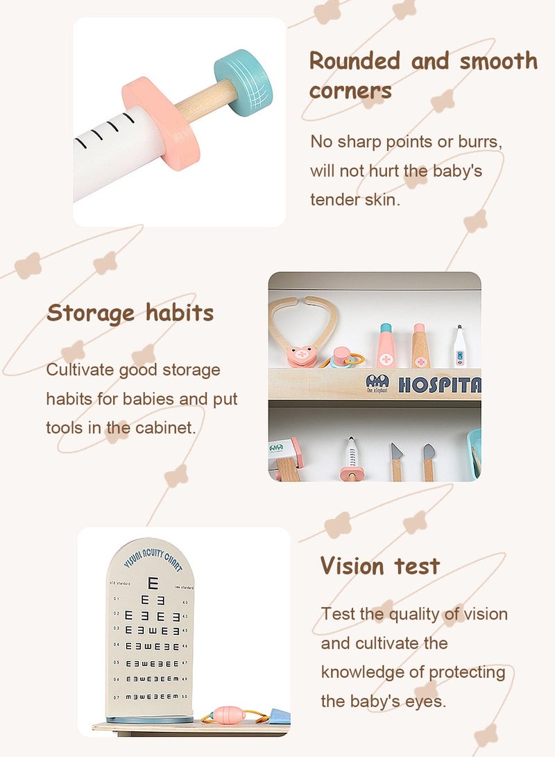 ما بيبي مجموعة لعب طبيب مستشفى للأطفال، مجموعة لعب طبيب خشبية مع العديد من ملحقات الألعاب الطبية، مثالية للعب الطبيب للأطفال الصغار، مجموعة لعب تظاهرية للأطفال كهدايا عيد ميلاد - Image 2