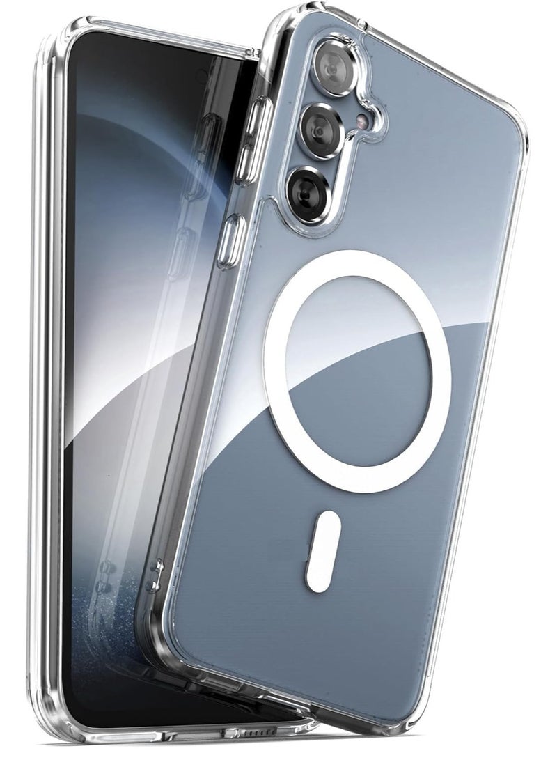 غطاء مغناطيسي شفاف لهاتف Samsung Galaxy S23 FE، آمن ومتوافق مع حماية هجينة، جراب خلفي صلب مقاوم للصدمات، إطار حافة ممتص للصدمات، جراب شفاف نحيف لهاتف Samsung Galaxy S23 FE - Image 1